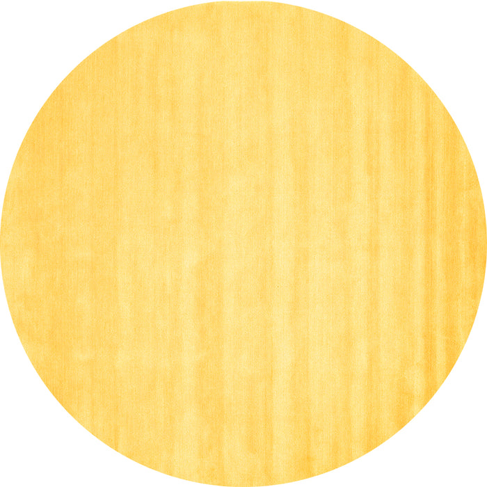 Round Machine Washable Abstract Yellow Contemporary Rug, wshcon69yw
