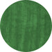 Round Machine Washable Abstract Emerald Green Contemporary Area Rugs, wshcon6emgrn