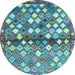 Round Southwestern Light Blue Country Rug, con700lblu