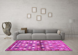 Machine Washable Southwestern Pink Country Rug in a Living Room, wshcon700pnk