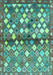 Machine Washable Southwestern Turquoise Country Area Rugs, wshcon700turq