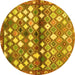 Round Machine Washable Southwestern Yellow Country Rug, wshcon700yw