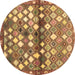 Round Machine Washable Southwestern Brown Country Rug, wshcon700brn