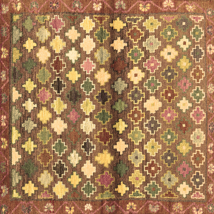 Square Southwestern Brown Country Rug, con700brn