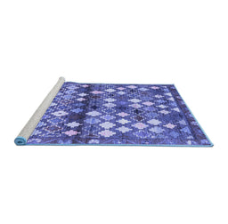 Sideview of Machine Washable Southwestern Blue Country Rug, wshcon700blu