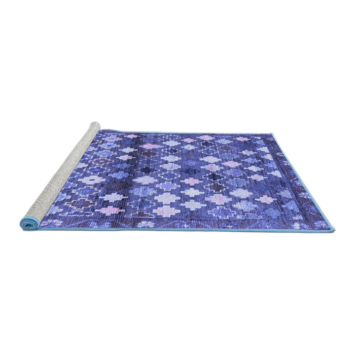 Sideview of Machine Washable Southwestern Blue Country Rug, wshcon700blu