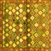 Square Machine Washable Southwestern Yellow Country Rug, wshcon700yw