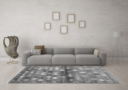 Machine Washable Southwestern Gray Country Rug in a Living Room,, wshcon700gry