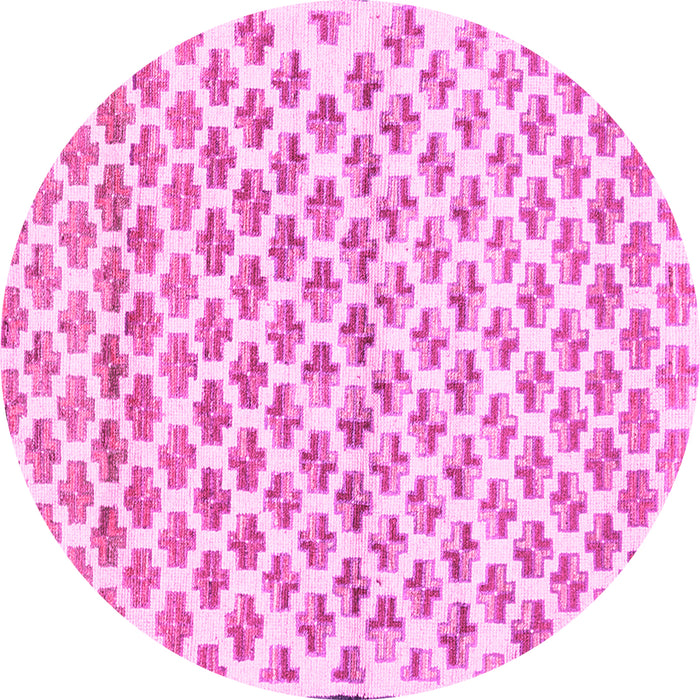 Round Abstract Pink Contemporary Rug, con701pnk