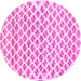 Round Abstract Pink Contemporary Rug, con701pnk