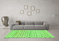 Machine Washable Abstract Green Contemporary Rug, wshcon701grn