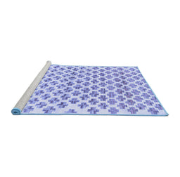 Sideview of Machine Washable Abstract Blue Contemporary Rug, wshcon701blu