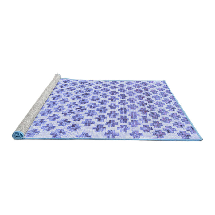 Sideview of Machine Washable Abstract Blue Contemporary Rug, wshcon701blu