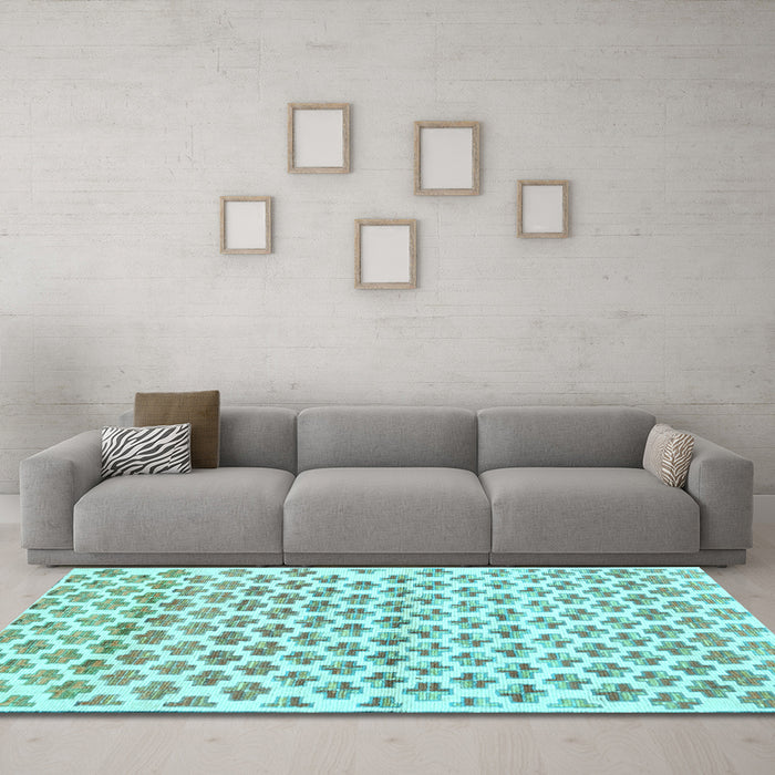 Machine Washable Abstract Light Blue Contemporary Rug in a Living Room, wshcon701lblu