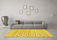 Machine Washable Abstract Yellow Contemporary Rug, wshcon701yw