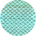 Round Abstract Light Blue Contemporary Rug, con701lblu