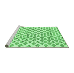 Sideview of Machine Washable Abstract Emerald Green Contemporary Area Rugs, wshcon701emgrn