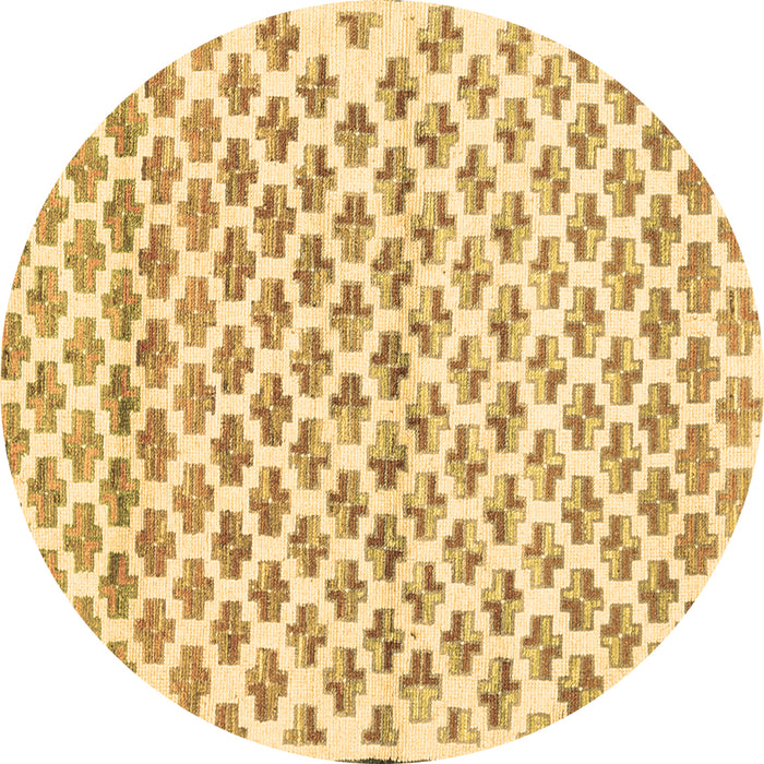Round Abstract Brown Contemporary Rug, con701brn