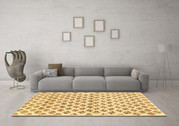 Machine Washable Abstract Brown Contemporary Rug in a Living Room,, wshcon701brn