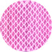 Round Machine Washable Abstract Pink Contemporary Rug, wshcon701pnk