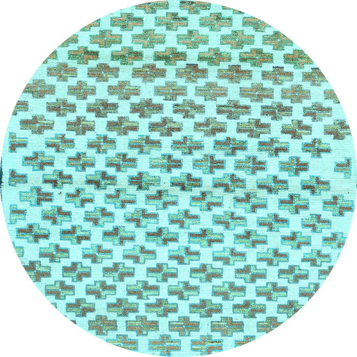 Round Machine Washable Abstract Light Blue Contemporary Rug, wshcon701lblu