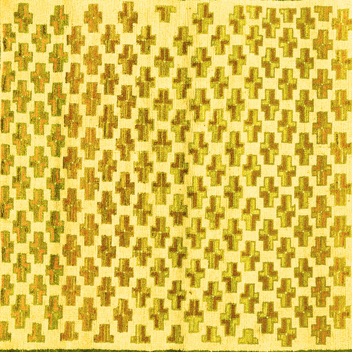 Square Machine Washable Abstract Yellow Contemporary Rug, wshcon701yw