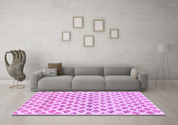 Machine Washable Abstract Purple Contemporary Area Rugs in a Living Room, wshcon701pur