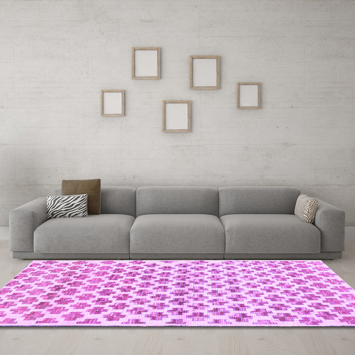 Machine Washable Abstract Purple Contemporary Area Rugs in a Living Room, wshcon701pur