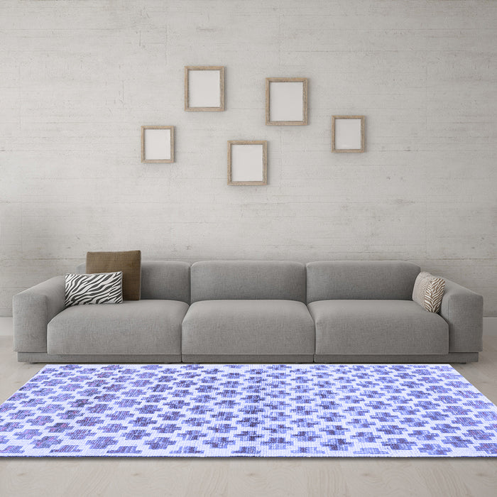 Machine Washable Abstract Blue Contemporary Rug in a Living Room, wshcon701blu