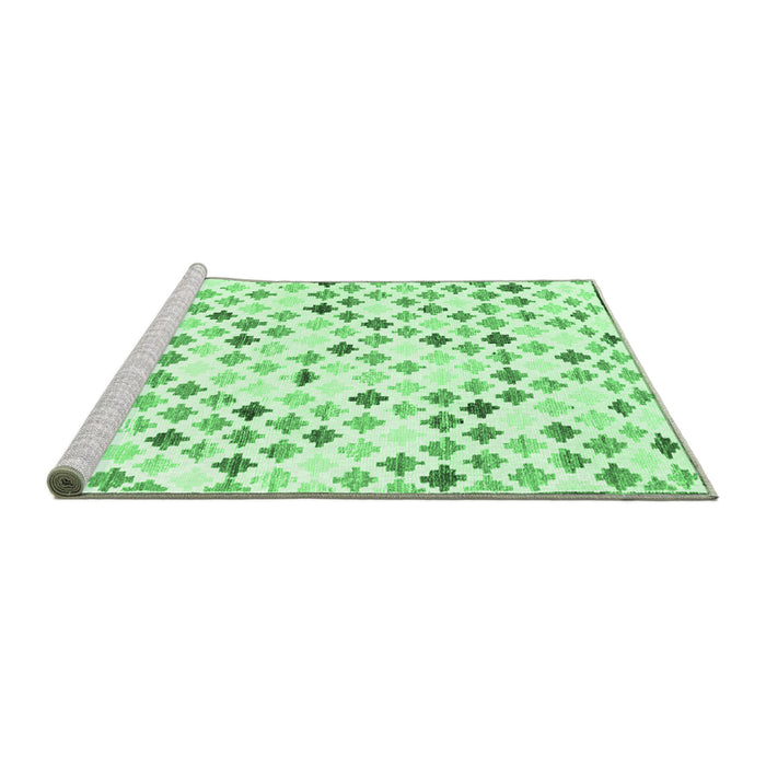 Sideview of Machine Washable Southwestern Emerald Green Country Area Rugs, wshcon702emgrn