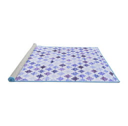 Sideview of Machine Washable Southwestern Blue Country Rug, wshcon702blu