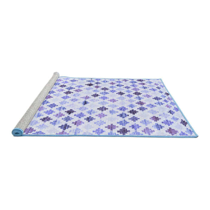 Sideview of Machine Washable Southwestern Blue Country Rug, wshcon702blu