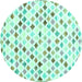 Round Southwestern Turquoise Country Rug, con702turq