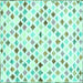 Square Machine Washable Southwestern Turquoise Country Area Rugs, wshcon702turq