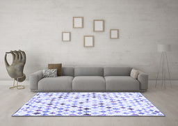 Machine Washable Southwestern Blue Country Rug in a Living Room, wshcon702blu