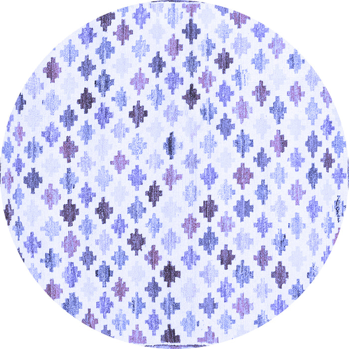 Round Machine Washable Southwestern Blue Country Rug, wshcon702blu