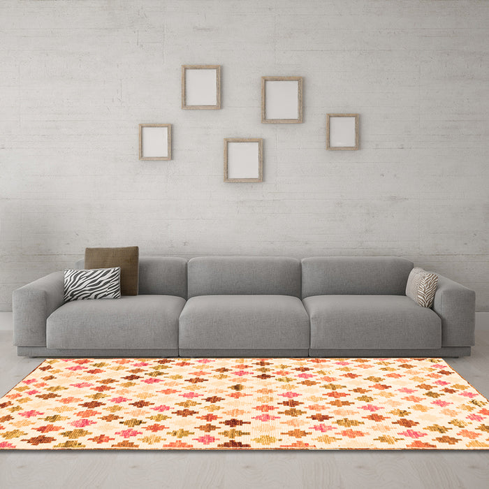 Machine Washable Southwestern Orange Country Area Rugs in a Living Room, wshcon702org