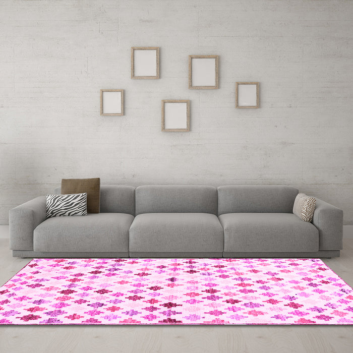 Machine Washable Southwestern Pink Country Rug in a Living Room, wshcon702pnk