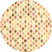 Round Southwestern Brown Country Rug, con702brn