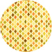 Round Machine Washable Southwestern Yellow Country Rug, wshcon702yw