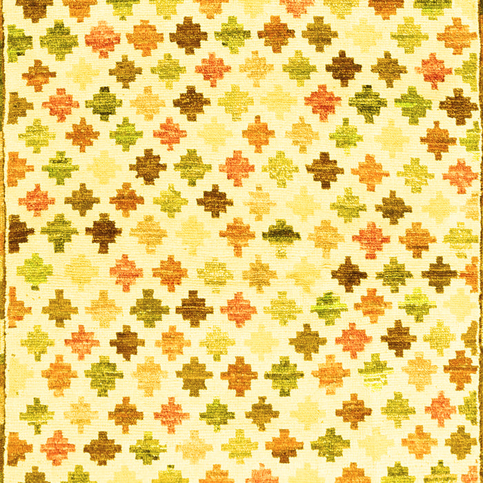 Machine Washable Southwestern Yellow Country Rug, wshcon702yw