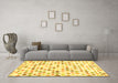 Machine Washable Southwestern Yellow Country Rug in a Living Room, wshcon702yw