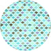 Round Southwestern Light Blue Country Rug, con702lblu