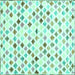 Square Southwestern Turquoise Country Rug, con702turq