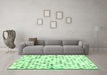 Machine Washable Southwestern Emerald Green Country Area Rugs in a Living Room,, wshcon702emgrn