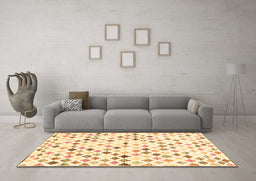 Machine Washable Southwestern Brown Country Rug in a Living Room,, wshcon702brn