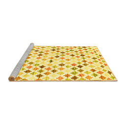 Sideview of Machine Washable Southwestern Yellow Country Rug, wshcon702yw