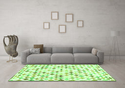 Machine Washable Southwestern Green Country Area Rugs in a Living Room,, wshcon702grn