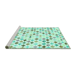 Sideview of Machine Washable Southwestern Turquoise Country Area Rugs, wshcon702turq