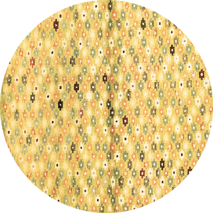 Round Machine Washable Southwestern Brown Country Rug, wshcon703brn